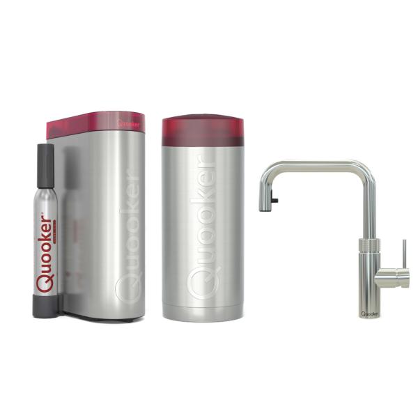 Quooker Flex Square | Reservoirs COMBI+ | CUBE | verchromt glänzend | sofort-Kochend-Wasserhahn